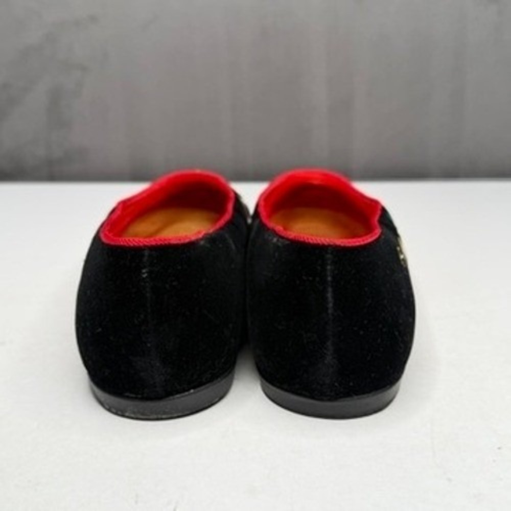 Vtg Mootsies Tootsies Ballet Flats Womens 8.5 Black Christmas Bear Embroidered - Picture 3 of 9